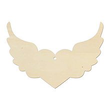 Polotovary - Drevený výrez Srdce s krídlami 9x13x0,4 cm - 15071792_