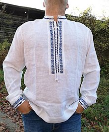 Pánske oblečenie - Pánska ľudová košeľa 100%ľan  (Veľkosť L) - 15069352_