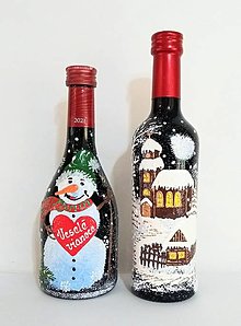 Nádoby - Vianočné mini víno maľované - 15068695_