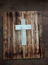 Tabuľky - Nástenný kríž z dreva na masívnom bloku - 15068464_