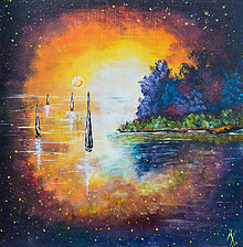 Obrazy - Maľovaný obraz - Šeptajúci pozdrav slncu - 15070721_