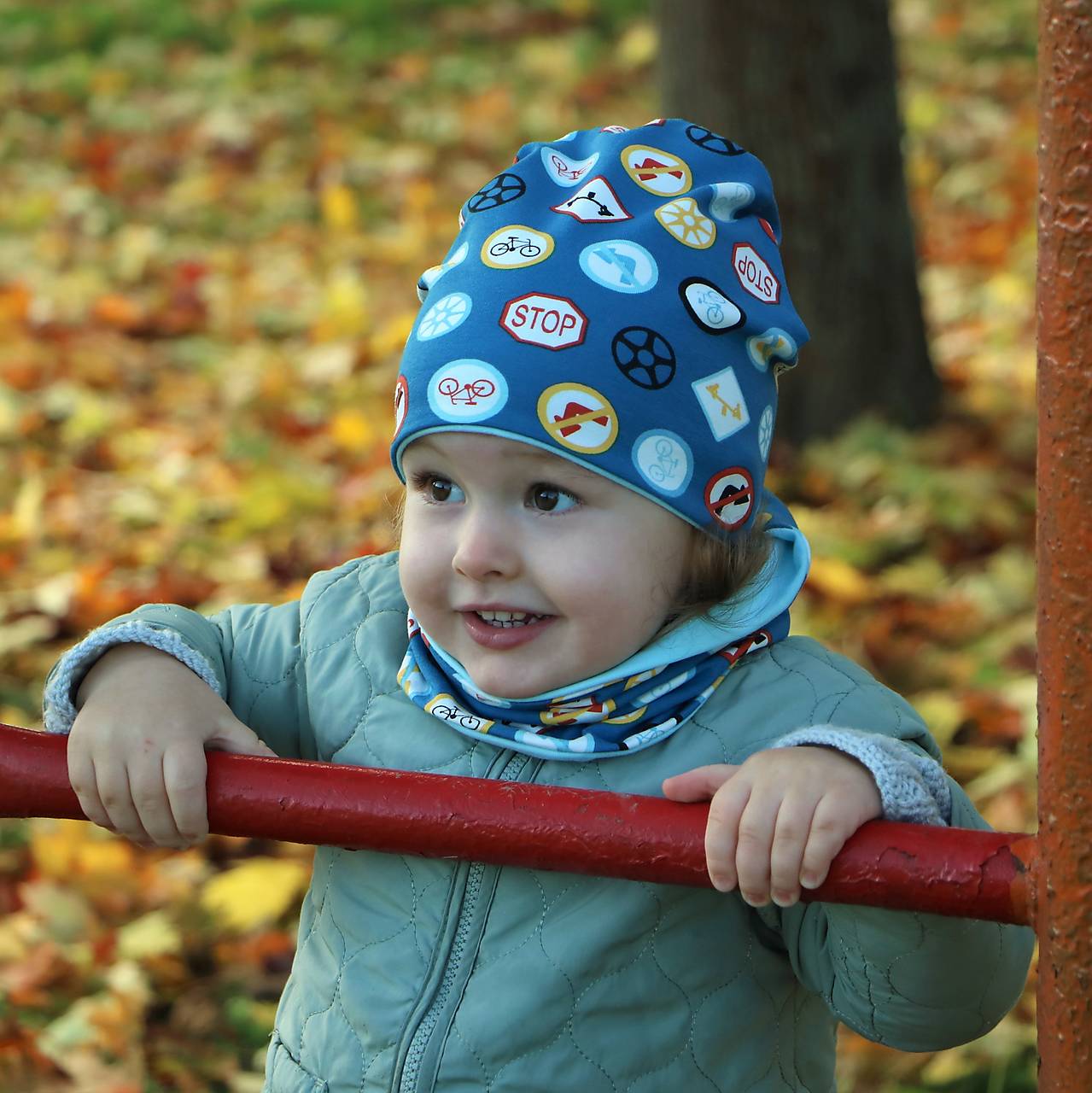 Dopravné značky úpletová čiapka, nákrčník alebo set