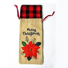 Obalový materiál - Vianočné vrecko na vínovú fľašu alebo na sladkosti - 15076176_