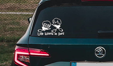 Úložné priestory & Organizácia - Nálepka na auto - Little wizards on board (Šedá) - 15076384_