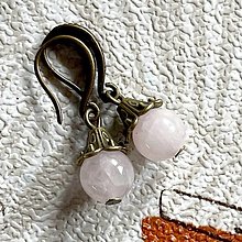 Náušnice - Rose Quartz Bronze Earrings / Náušnice s ruženínom N111 - 15078032_