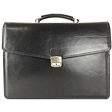 Pánske tašky - Veľká kožená aktovka v čiernej farbe s bohatou výbavou - 15077601_