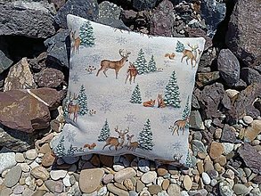 Úžitkový textil - Vianočné obliečky Zimná príroda s jeleňom a srnkou - 15077030_