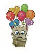 Galantéria - Nažehľovačka Mačička s balónmi v krabici (NZ182) - 15080019_