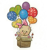 Galantéria - Nažehľovačka Kuriatko s balónmi v krabici (NZ183) - 15080033_