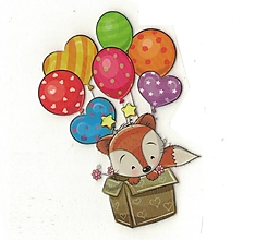Galantéria - Nažehľovačka Líštička s balónmi v krabici (NZ181) - 15080101_