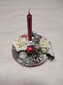 Dekorácie - Mini vianočný svietnik Biele ruže - 15077722_