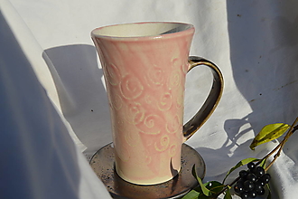 Nádoby - Šálka ružová latte, kameninová. - 15083718_