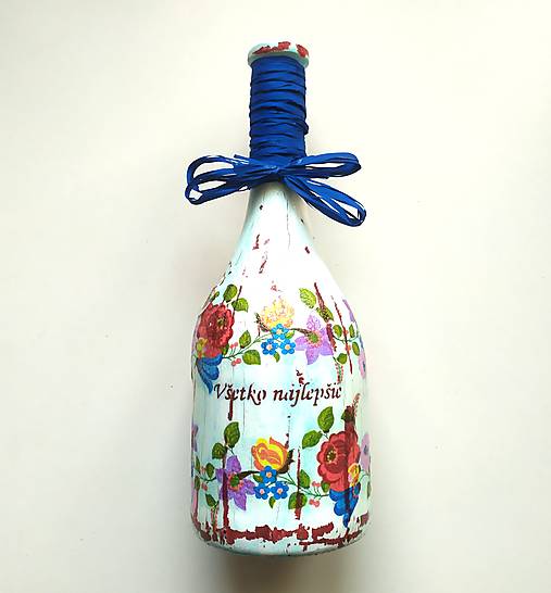 Nádoby - Víno v dekorovanej flaši, motív Všetko najlepšie - 15081758_