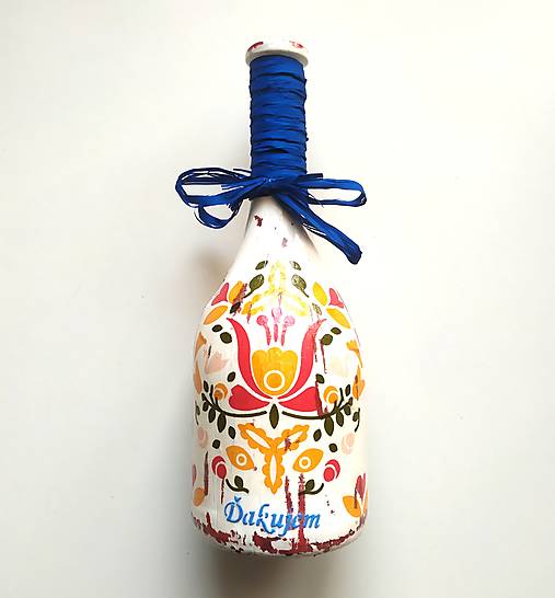 Nádoby - Víno v dekorovanej flaši, motív Ďakujem - 15081784_