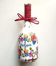 Nádoby - Víno v dekorovanej flaši, motív Ďakujem - 15081786_