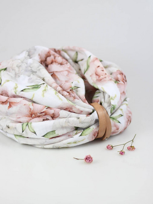 Jemný mušelínový dvojitý nákrčník z kvetinovej bavlny "Peony"