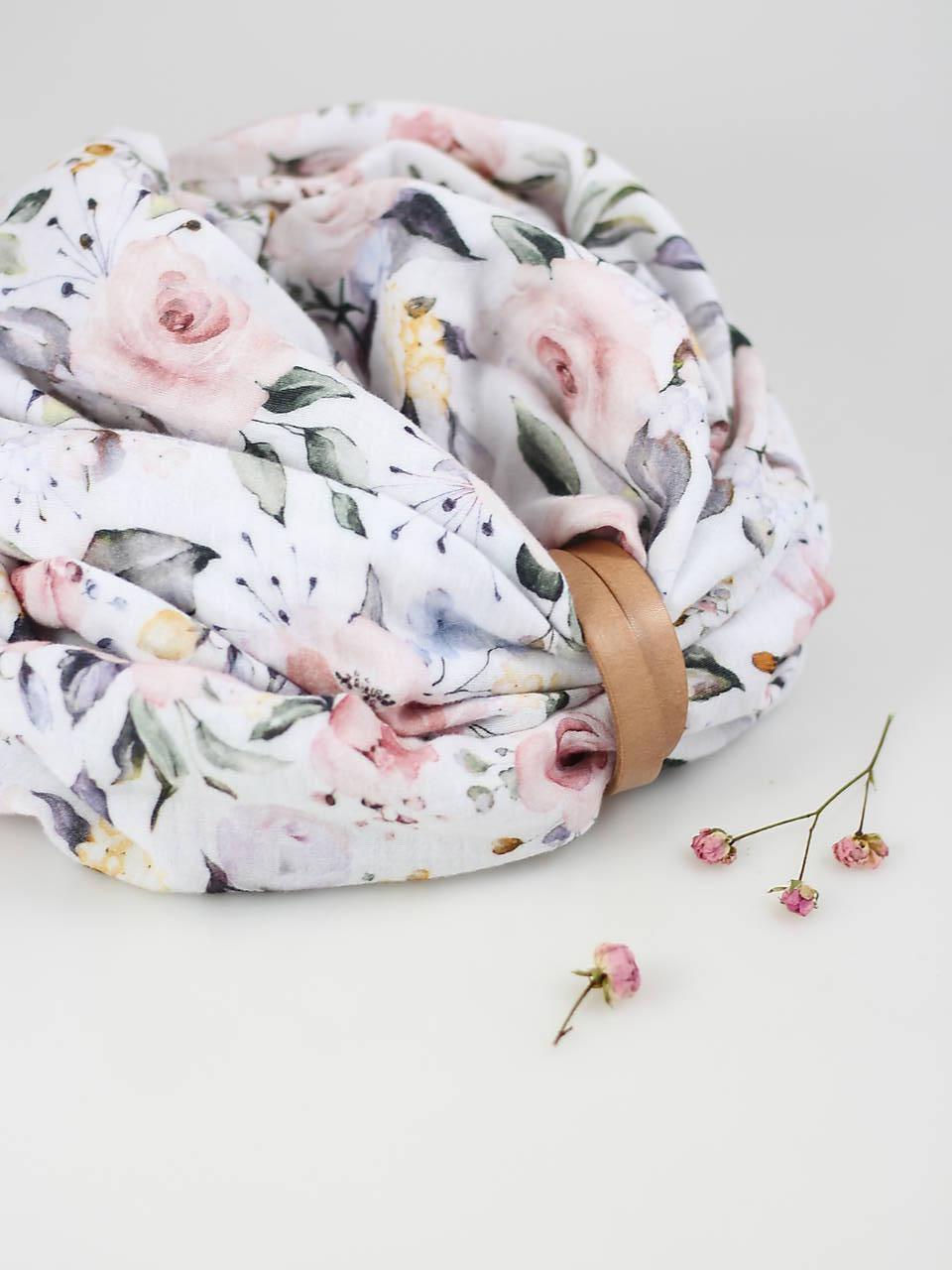 Jemný mušelínový dvojitý nákrčník z kvetinovej bavlny "VintageRosa"