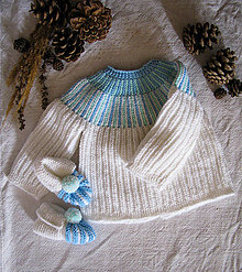 Detské oblečenie - Detský svetrík s papučkami  (Modrá) - 15081555_