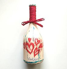Nádoby - Víno v dekorovanej flaši, motív Ďakujem - 15086820_