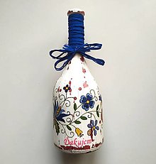 Nádoby - Víno v dekorovanej flaši, motív Ďakujem - 15086828_
