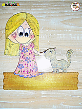 Tabuľky - Menovka - dievča a mačka - 15088436_