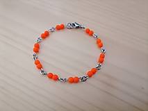 Náramky - Tenký náramok - krikľavo oranžové korálky - chirurgická oceľ - 17,5 cm - 15086416_