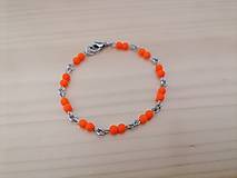 Náramky - Tenký náramok - krikľavo oranžové korálky - chirurgická oceľ - 17,5 cm - 15086417_