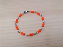 Náramky - Tenký náramok - krikľavo oranžové korálky - chirurgická oceľ - 17,5 cm - 15086418_