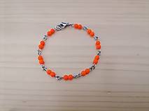 Náramky - Tenký náramok - krikľavo oranžové korálky - chirurgická oceľ - 17,5 cm - 15086419_
