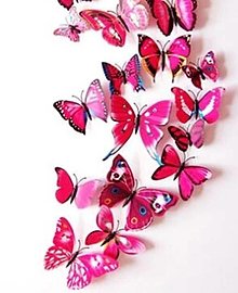 Papier - NA106 Nálepky - sada motýľov 3D  (Ružová) - 15086525_