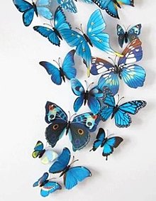 Papier - NA106 Nálepky - sada motýľov 3D  (Modrá) - 15086526_