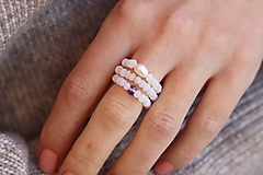 Prstene - Prstienky z minerálu mesačný kameň, perla, ametyst (mesačný kameň + riečna perla) - 15086564_