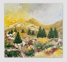 Obrazy - Krajina v horách, 100x90, abstraktný obraz, abstraktné obrazy - 15093444_