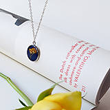 Náhrdelníky - "Yellow flower" in deep blue strieborný náhrdelník - 15090917_
