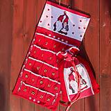 Dekorácie - Ľanový vianočný kalendár červený (Mikášske / vianočné vrece) - 15091536_