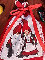 Dekorácie - Ľanový vianočný kalendár červený (Mikášske / vianočné vrece) - 15091571_