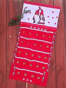 Úžitkový textil - Ľanové vianočné / mikulášske vrece červené (Vianočný kalendár) - 15091667_