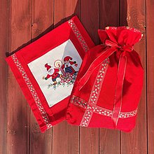 Úžitkový textil - Ľanové vianočné obliečky červené (Vianočné / mikulášske vrece) - 15091885_