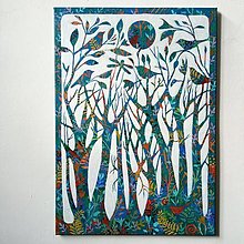 Obrazy - Poézia lesa (maľba v negatíve) 70x50 - 15090212_