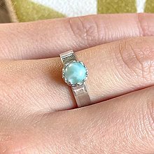 Prstene - Larimar Filigree Silver Ag925 Ring / Strieborný prsteň s larimarom - 15098785_