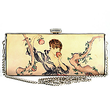 Kabelky - Ručne maľovaná spoločenská kabelka s motívom Dievča s jablkom - 15096814_
