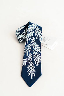 Pánske doplnky - Modrotlačová kravata Listy - 15098972_