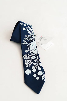 Pánske doplnky - Modrotlačová kravata Lúka - 15099012_