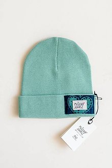 Čiapky, čelenky, klobúky - Zelená čiapka Srdce - 15099123_