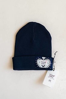 Čiapky, čelenky, klobúky - Modrá čiapka Srdce - 15099161_