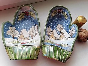 Nádoby - keramika misa ..vianocny motiv, rukavicky - 15096644_