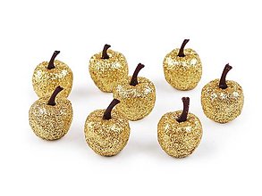 Polotovary - Umelé jabĺčka s glitrami 8 ks (Zlatá) - 15097805_