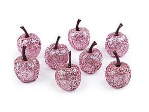 Polotovary - Umelé jabĺčka s glitrami 8 ks (Ružová) - 15097806_