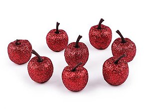 Polotovary - Umelé jabĺčka s glitrami 8 ks (Červená) - 15097807_