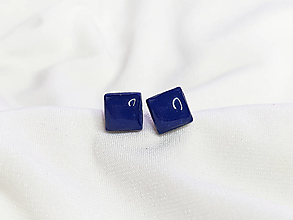 Náušnice - ŠTVOREC-ové napichovčky - chirurgická oceľ (10 mm) (modré) - 15102738_